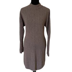Hilary Radley Women’s Long Sleeves Mock Neck Brown Sweater Dress Size S